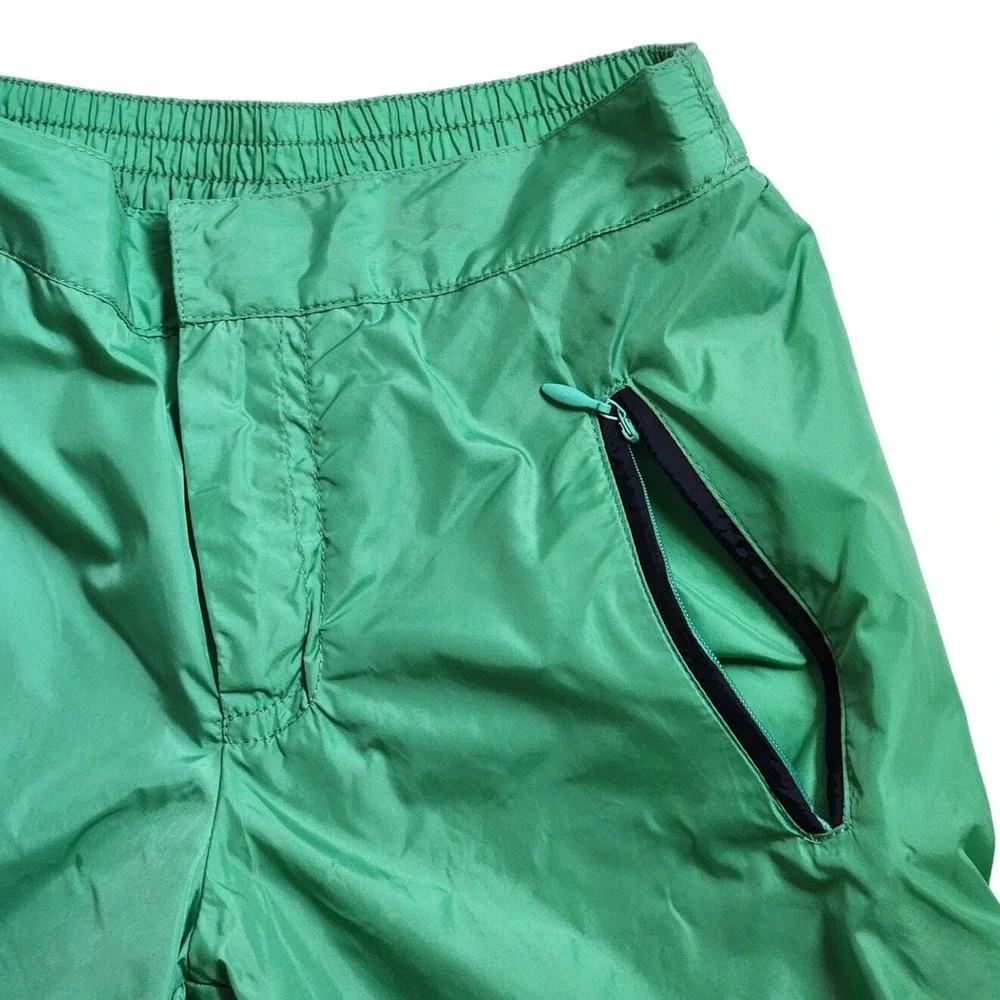 GAP Track Pant Kids Girls XS 4 Green Nylon Athletic Striped Wide Leg Windbreaker